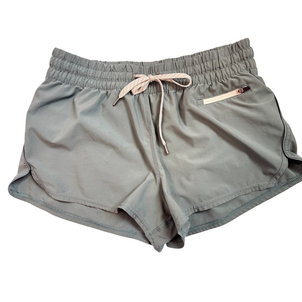 Vuori Lined Athletic Shorts Green Cinch Waist Pocket Womens M